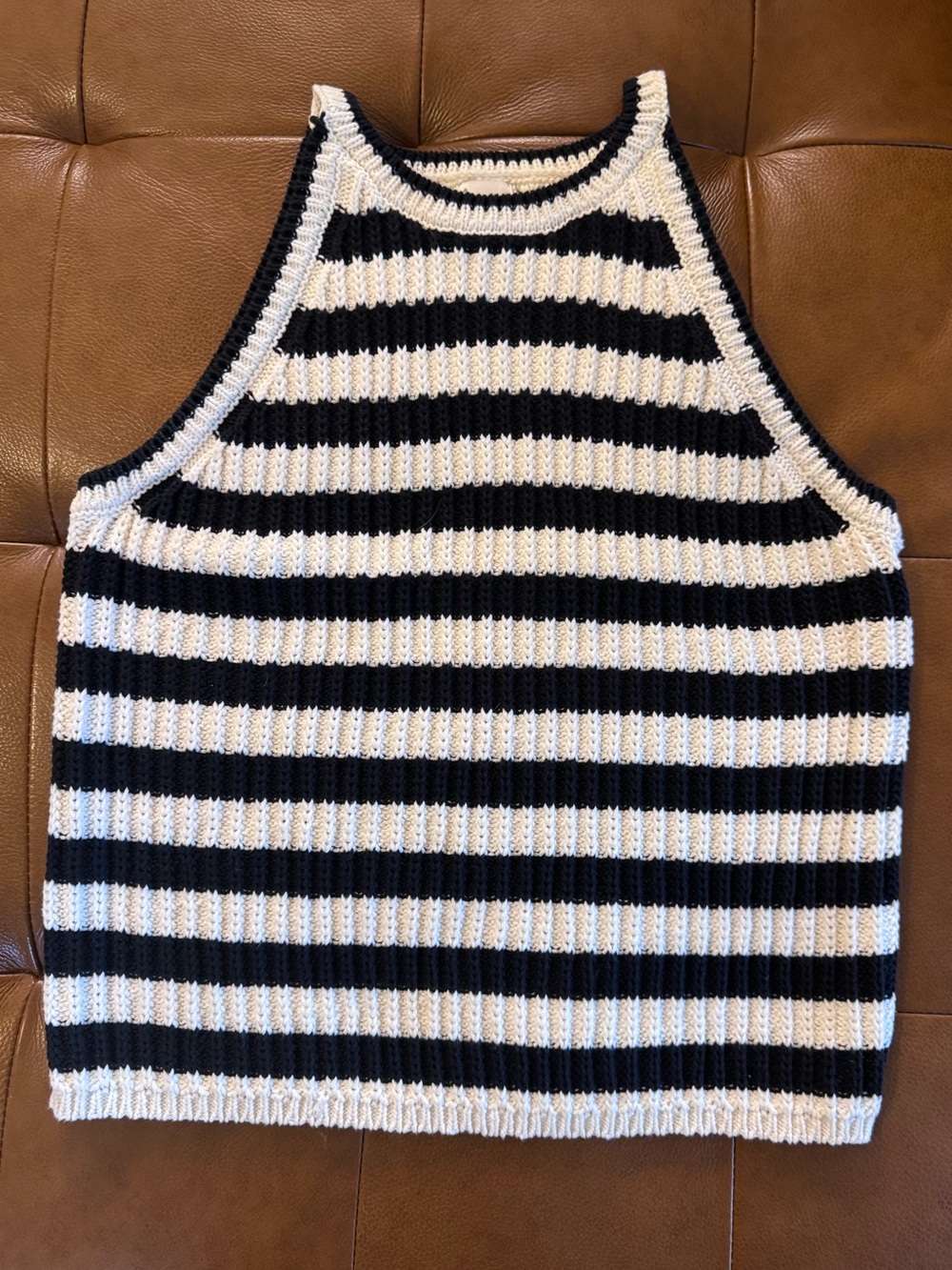 a new day Black and White Striped Knit Tank Top